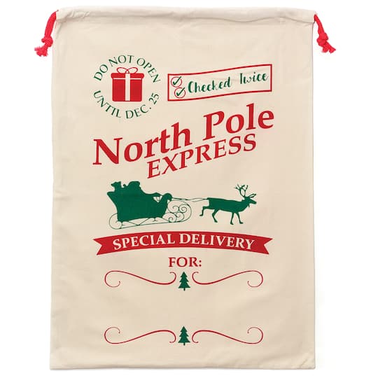 Personality Case™ 19" x 26" Check Twice Cotton Christmas Drawstring Bag